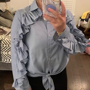 Button Up Blouse with Ruffles